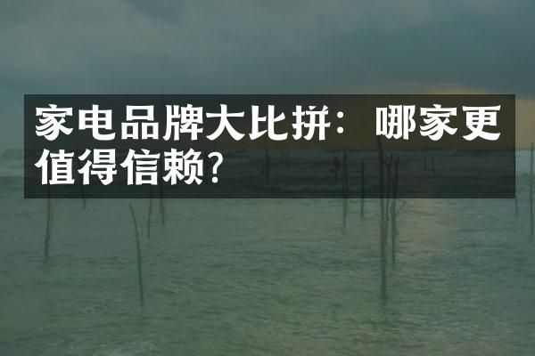 家电品牌大比拼：哪家更值得信赖？