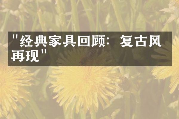 "经典家具回顾：复古风格再现"