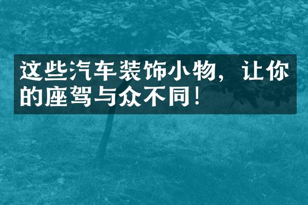这些汽车装饰小物，让你的座驾与众不同！