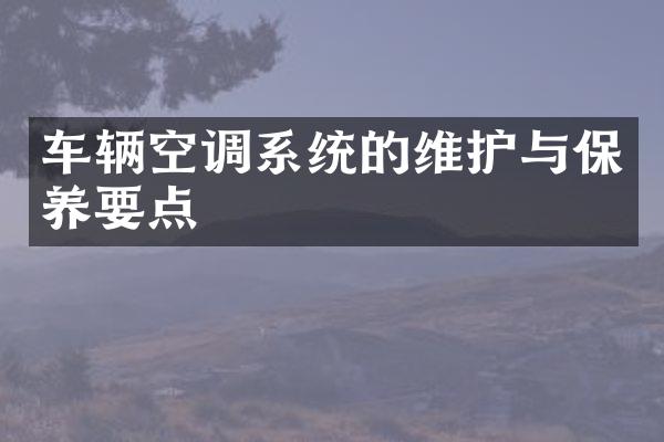 车辆空调系统的维护与保养要点