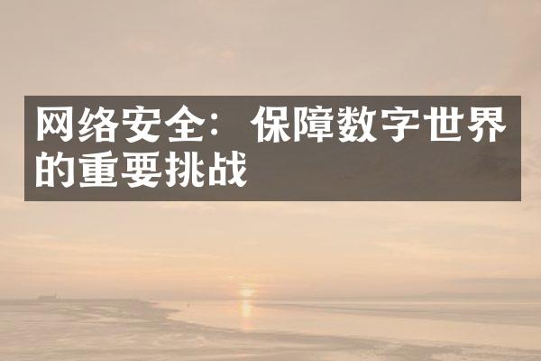 网络安全：保障数字世界的重要挑战