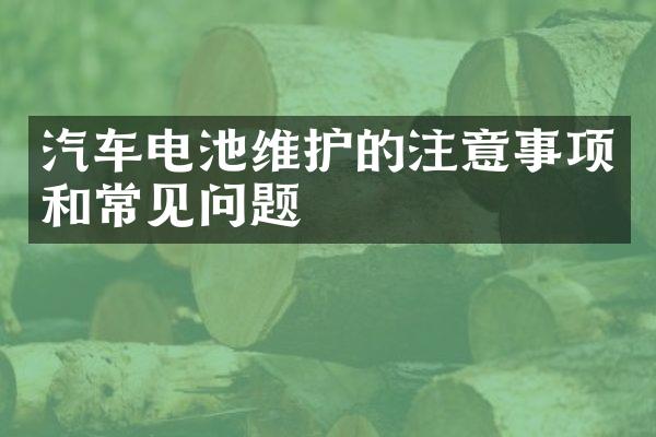 汽车电池维护的注意事项和常见问题