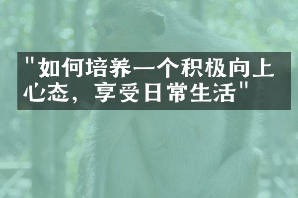 "如何培养一个积极向上的心态，享受日常生活"
