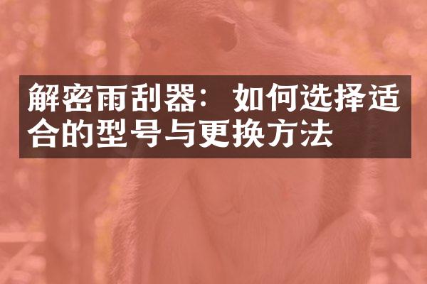 解密雨刮器：如何选择适合的型号与更换方法