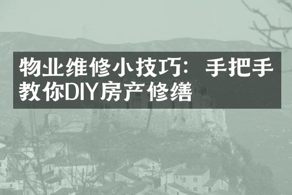 物业维修小技巧：手把手教你DIY房产修缮