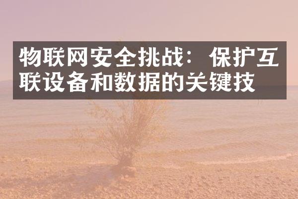 物联网安全挑战：保护互联设备和数据的关键技术