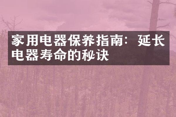家用电器保养指南：延长电器寿命的秘诀