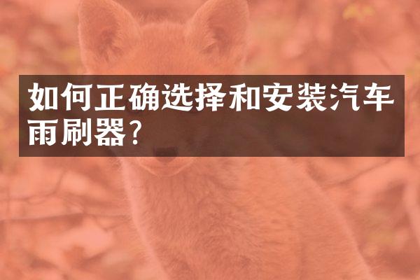 如何正确选择和安装汽车雨刷器？