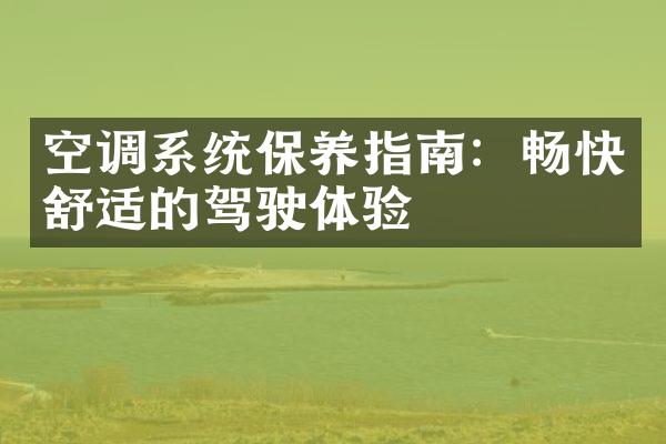空调系统保养指南：畅快舒适的驾驶体验
