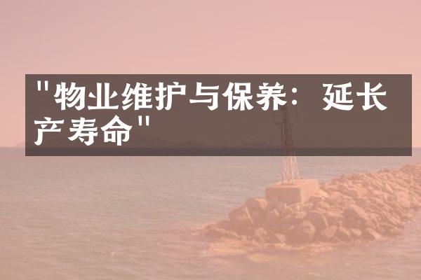 "物业维护与保养：延长房产寿命"