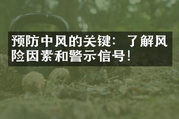 预防中风的关键：了解风险因素和警示信号！
