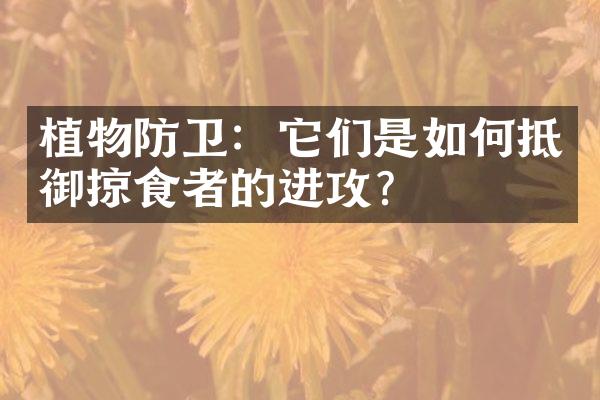 植物防卫：它们是如何抵御掠食者的进攻？