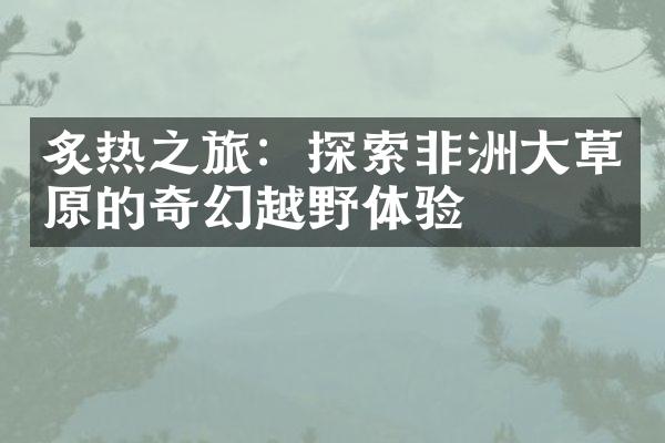 炙热之旅：探索非洲大草原的奇幻越野体验