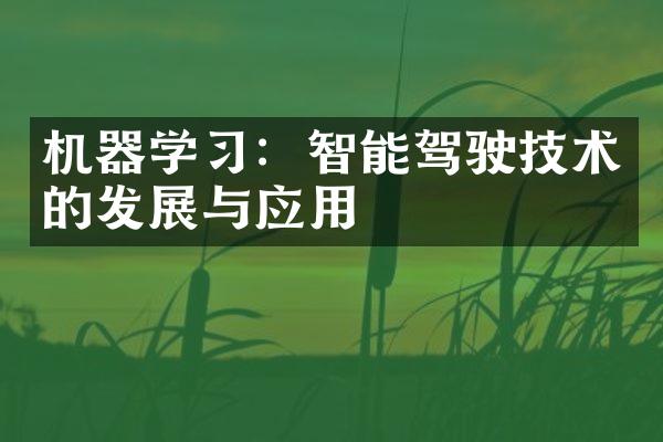 机器学习：智能驾驶技术的发展与应用
