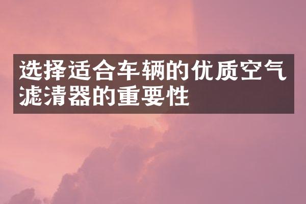 选择适合车辆的优质空气滤清器的重要性