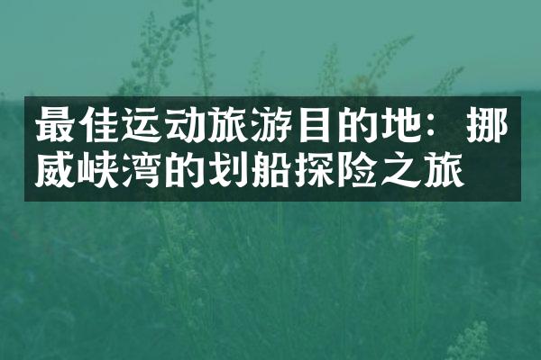 最佳运动旅游目的地：挪威峡湾的划船探险之旅