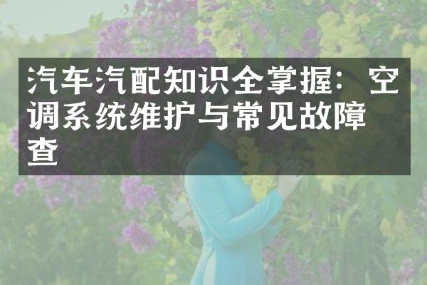 汽车汽配知识全掌握：空调系统维护与常见故障排查
