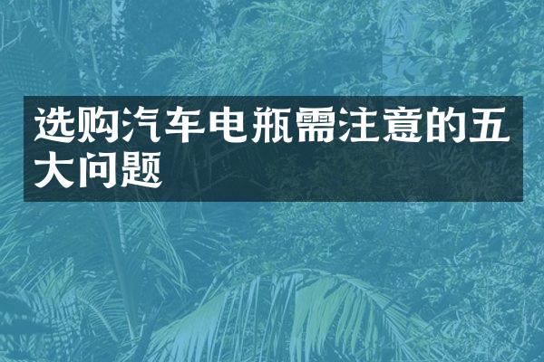 选购汽车电瓶需注意的五大问题