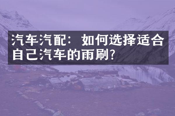 汽车汽配：如何选择适合自己汽车的雨刷？