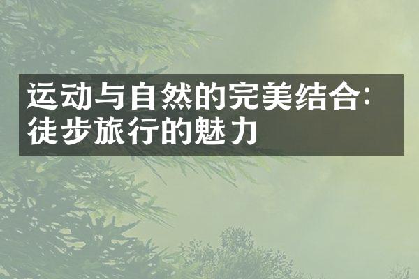 运动与自然的完美结合：徒步旅行的魅力