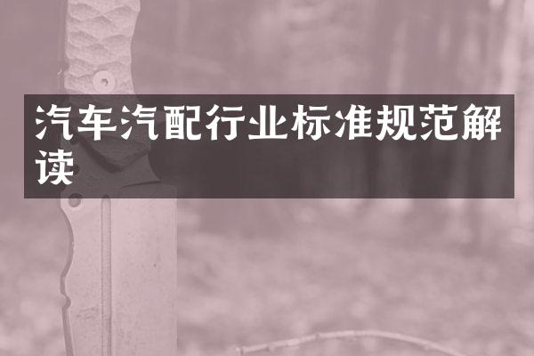 汽车汽配行业标准规范解读