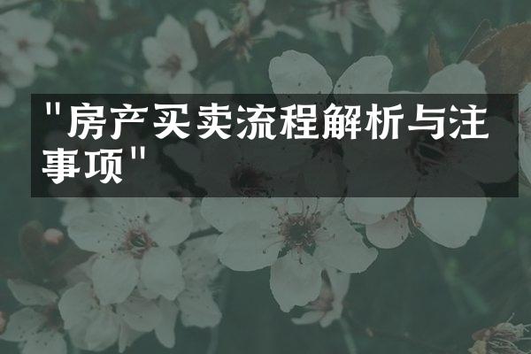 "房产买卖流程解析与注意事项"