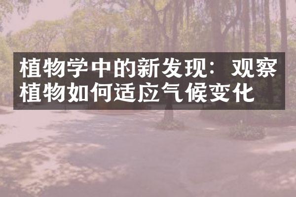 植物学中的新发现：观察植物如何适应气候变化