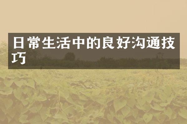 日常生活中的良好沟通技巧
