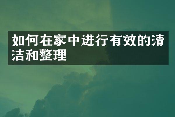 如何在家中进行有效的清洁和整理