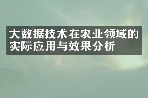 大数据技术在农业领域的实际应用与效果分析