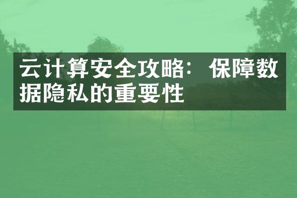 云计算安全攻略：保障数据隐私的重要性