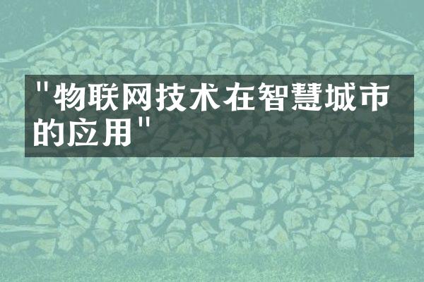 "物联网技术在智慧城市中的应用"