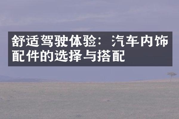 舒适驾驶体验：汽车内饰配件的选择与搭配