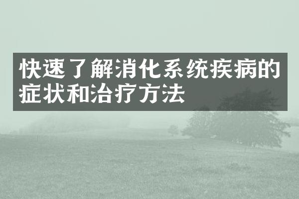快速了解消化系统疾病的症状和治疗方法