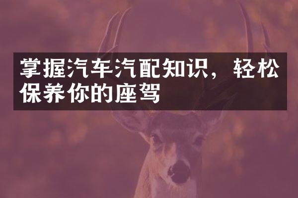 掌握汽车汽配知识，轻松保养你的座驾