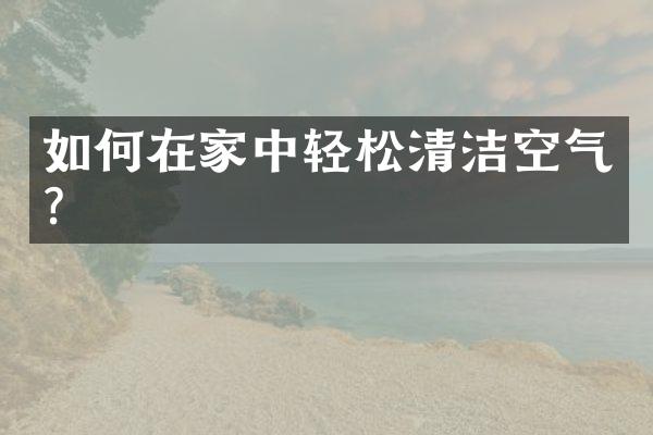 如何在家中轻松清洁空气？