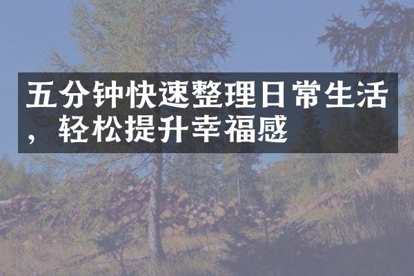 五分钟快速整理日常生活，轻松提升幸福感