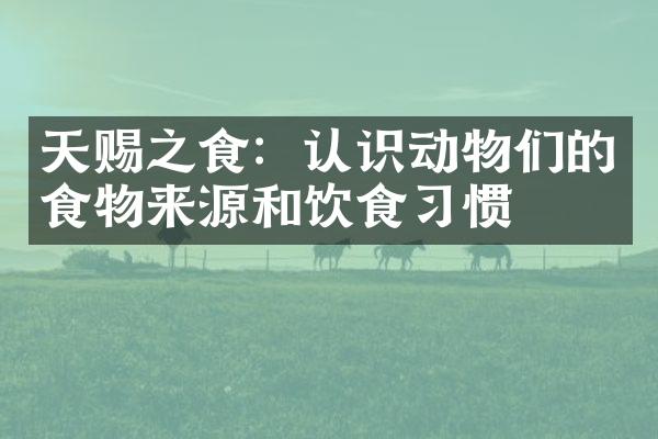天赐之食：认识动物们的食物来源和饮食习惯