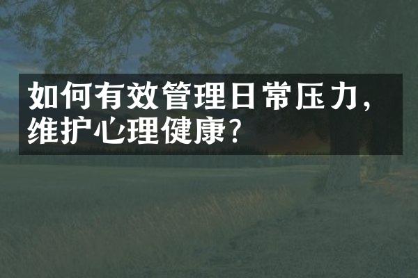 如何有效管理日常压力，维护心理健康？
