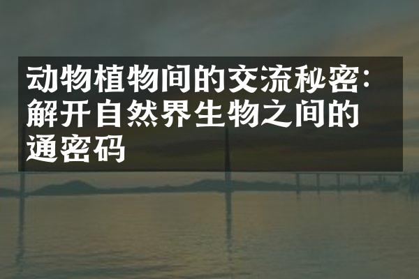 动物植物间的交流秘密：解开自然界生物之间的沟通密码