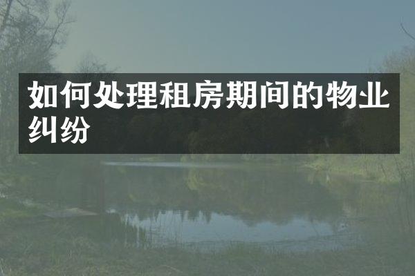 如何处理租房期间的物业纠纷