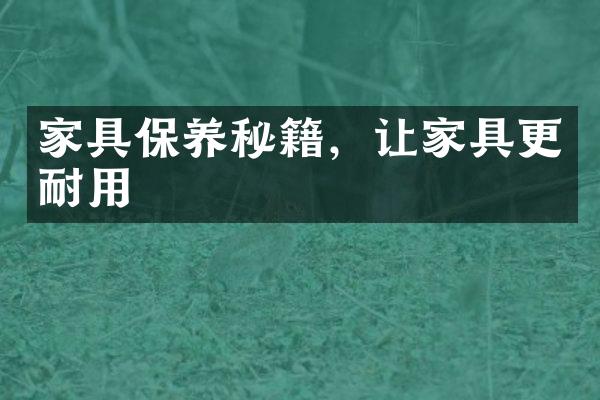 家具保养秘籍，让家具更耐用