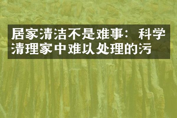 居家清洁不是难事：科学清理家中难以处理的污渍