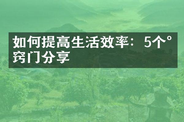 如何提高生活效率：5个小窍门分享