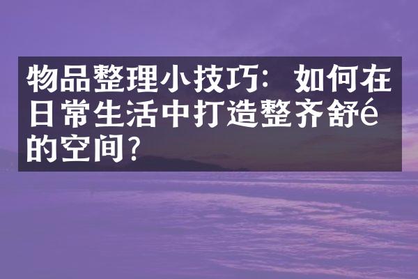 物品整理小技巧：如何在日常生活中打造整齐舒适的空间？