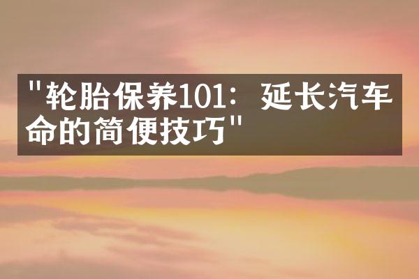 "轮胎保养101：延长汽车寿命的简便技巧"