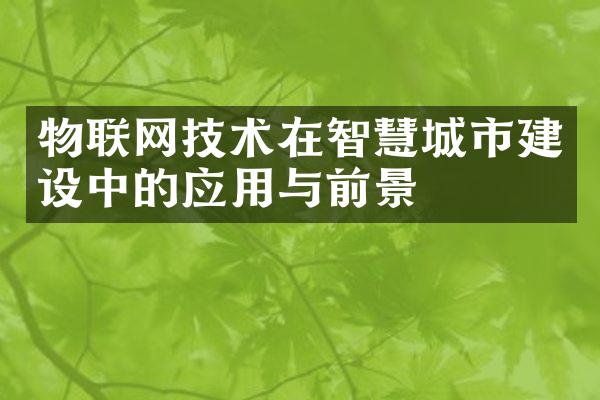 物联网技术在智慧城市建设中的应用与前景