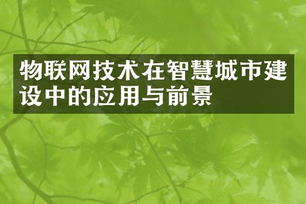 物联网技术在智慧城市建设中的应用与前景