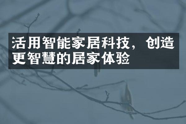 活用智能家居科技，创造更智慧的居家体验