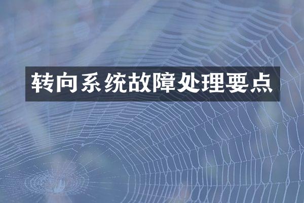 转向系统故障处理要点
